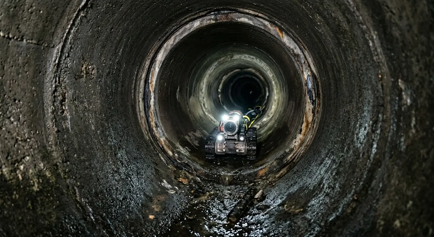 Robotic sewer camera inspecting pipe interior for Sewer Line Repair in Blackman